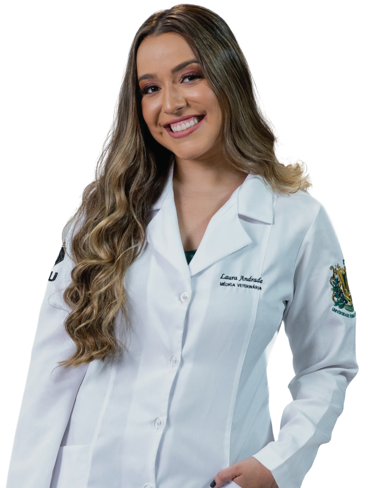 Dra. Laura Andrade, médica veterinária, de jaleco